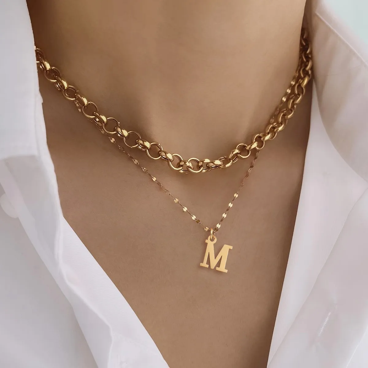 Casual Simple Style Letter 201 Stainless Steel 304 Stainless Steel Women's Pendant Necklace display picture 1
