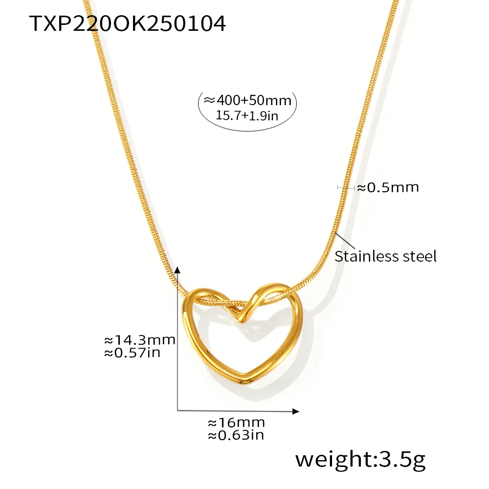 IG Style Heart Shape 304 Stainless Steel Hollow Out 18K Gold Plated Women's Earrings Necklace display picture 7