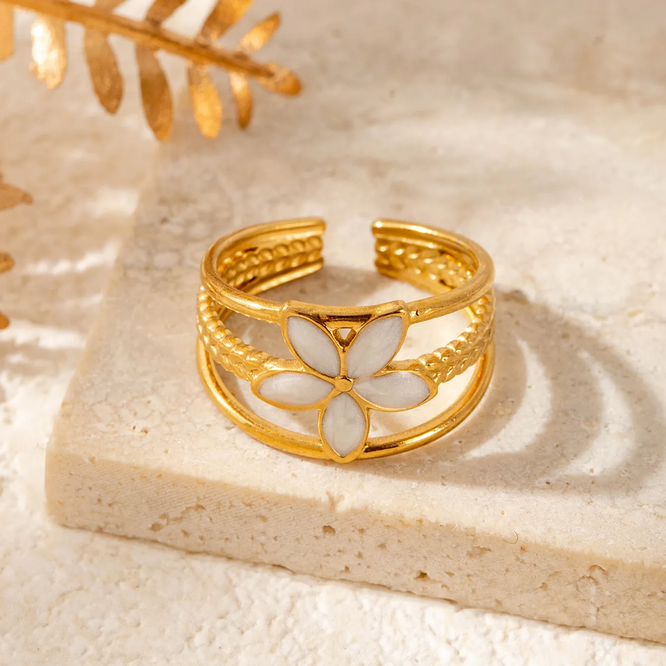 Vintage Style French Style Simple Style Geometric Heart Shape Flower 304 Stainless Steel Unisex Open Rings display picture 8