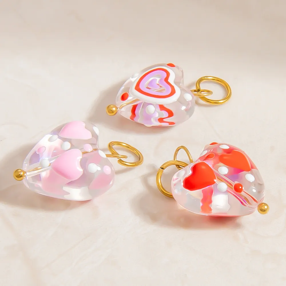 Cute Heart Shape 304 Stainless Steel Glass Jewelry Accessories display picture 1