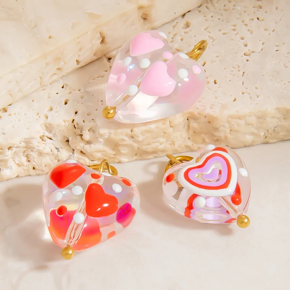 Cute Heart Shape 304 Stainless Steel Glass Jewelry Accessories display picture 2