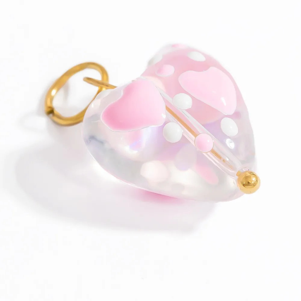 Cute Heart Shape 304 Stainless Steel Glass Jewelry Accessories display picture 7