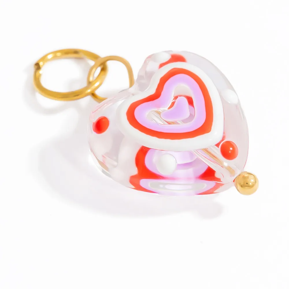 Cute Heart Shape 304 Stainless Steel Glass Jewelry Accessories display picture 6