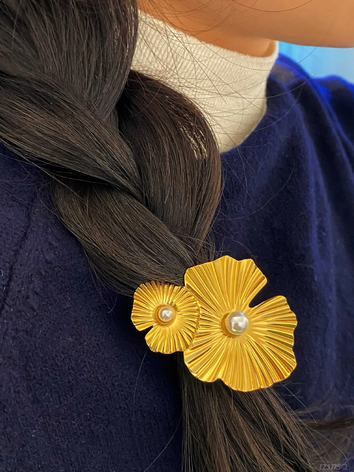 Women's Sweet IG Style Heart Shape Flower 304 Stainless Steel Inlay Pearl Hair Tie display picture 1