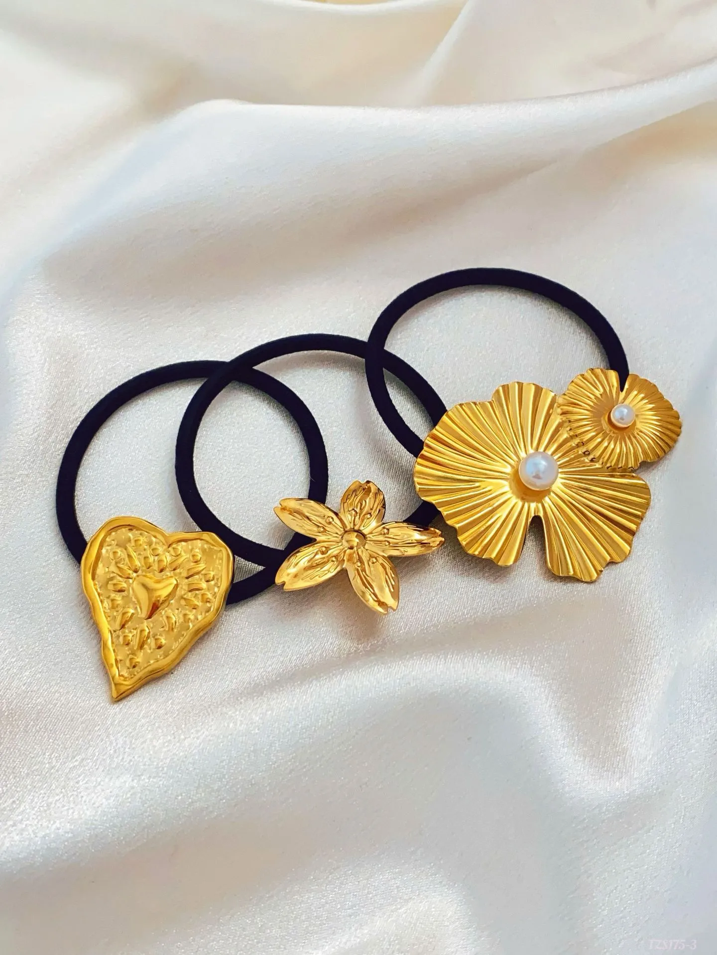 Women's Sweet IG Style Heart Shape Flower 304 Stainless Steel Inlay Pearl Hair Tie display picture 7