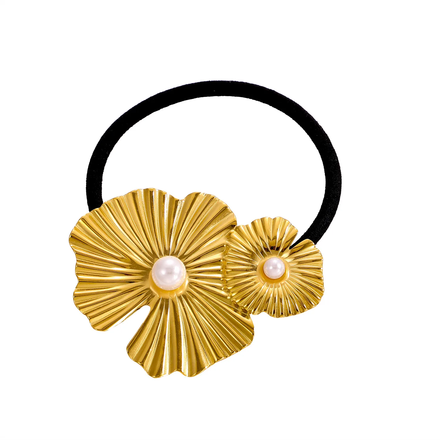 Women's Sweet IG Style Heart Shape Flower 304 Stainless Steel Inlay Pearl Hair Tie display picture 12