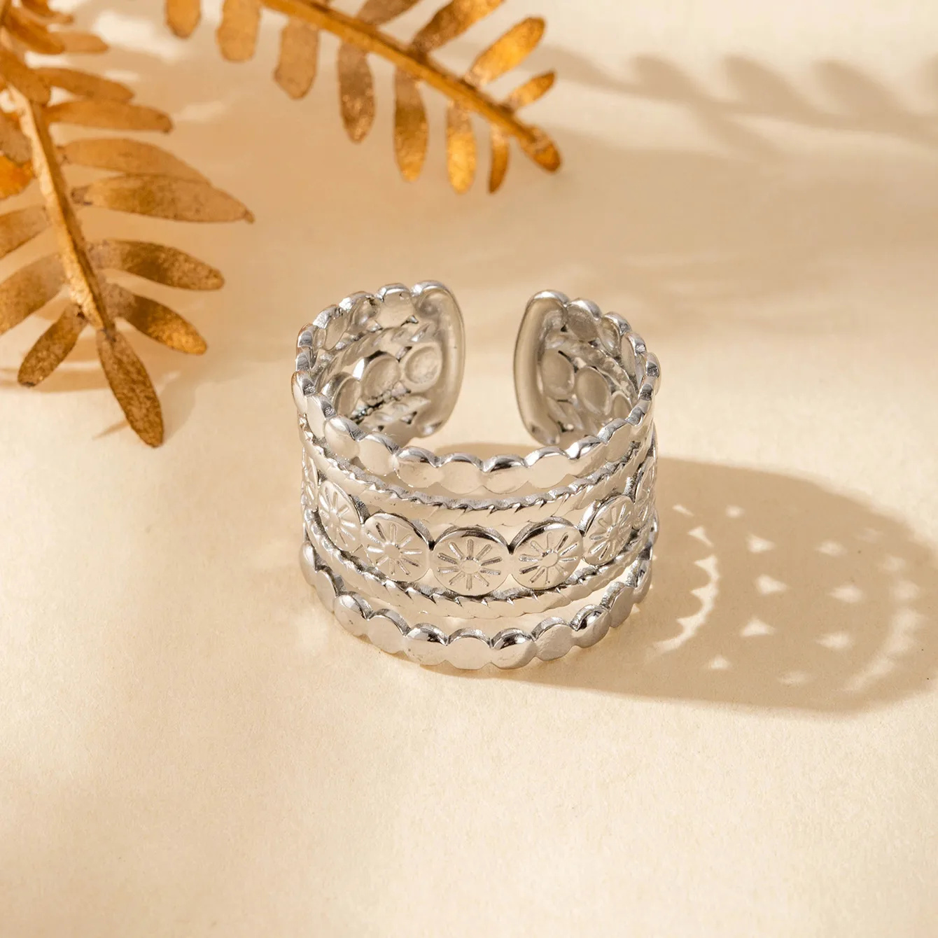Vintage Style French Style Simple Style Geometric Starfish Shell 304 Stainless Steel Unisex Open Rings display picture 14