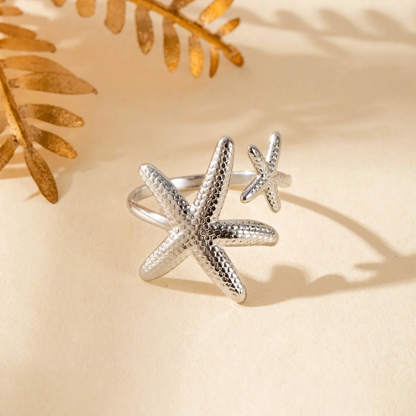 Vintage Style French Style Simple Style Geometric Starfish Shell 304 Stainless Steel Unisex Open Rings display picture 15