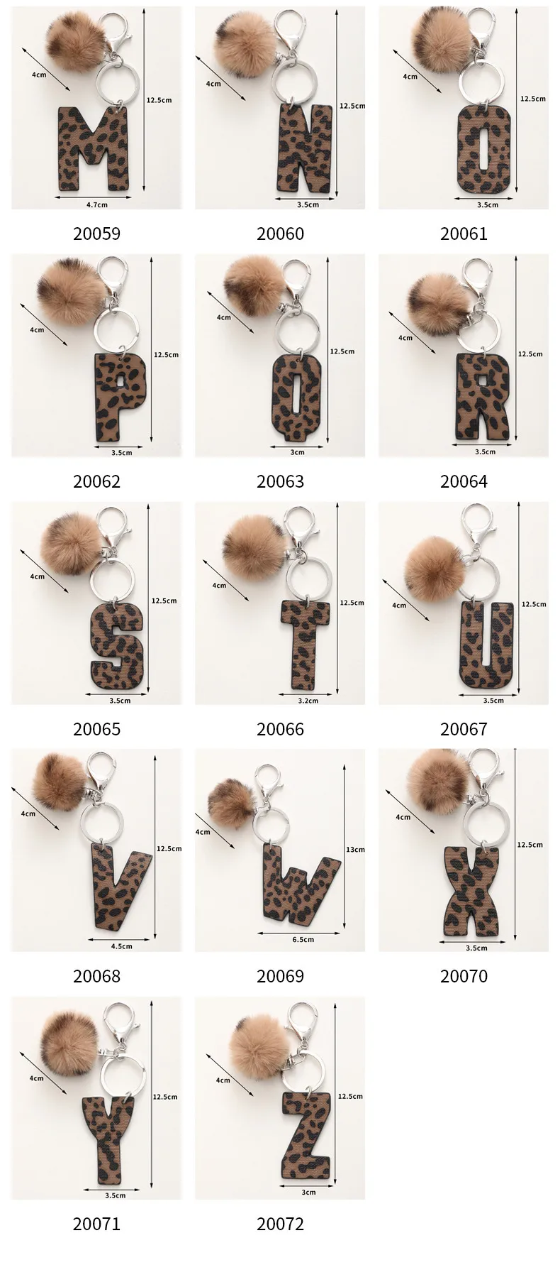 Retro Letter Leopard Alloy Plush Unisex Keychain display picture 2