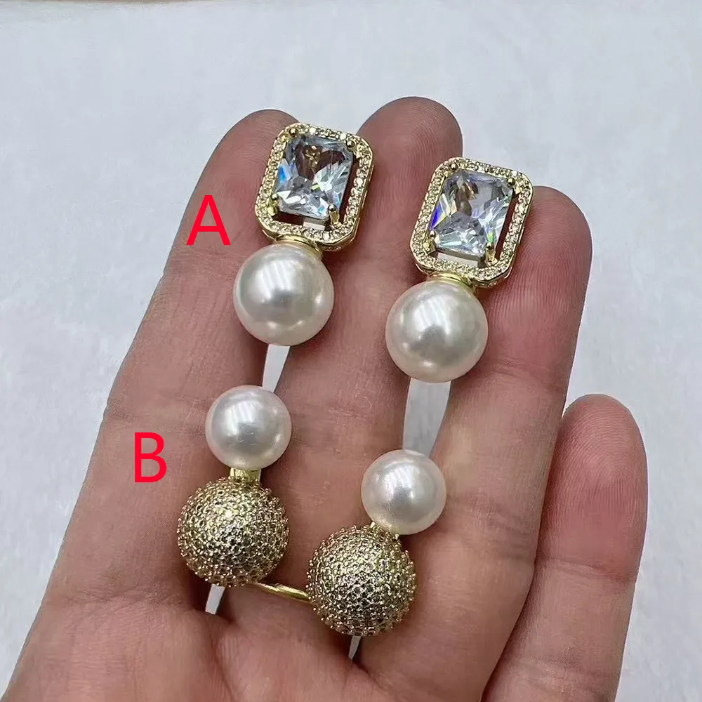 1 Pair/Package Casual Modern Style Simple Style Round Square Polishing Plating Acrylic Pearl Copper Zircon 18K Gold Plated Earrings display picture 2