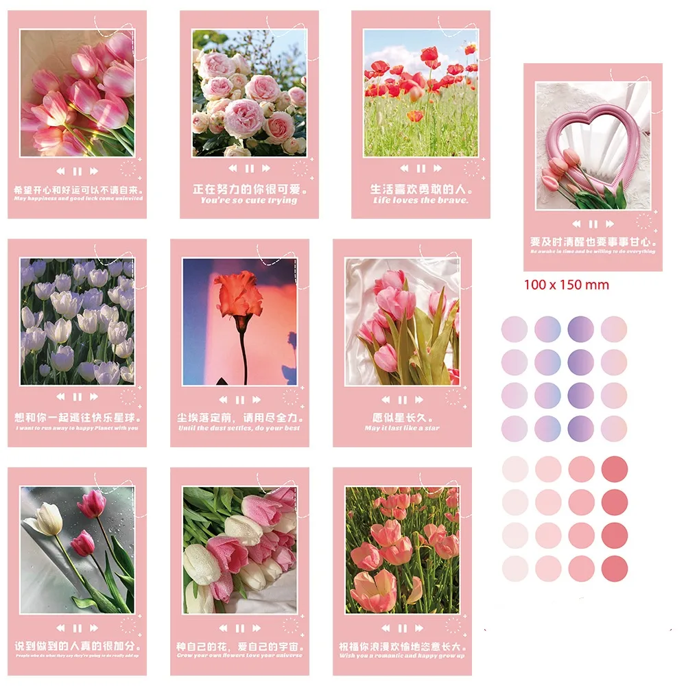 A Set Of 10 Sheets Letter Flower Daily Selfie Paper Card Romantic Sweet display picture 8