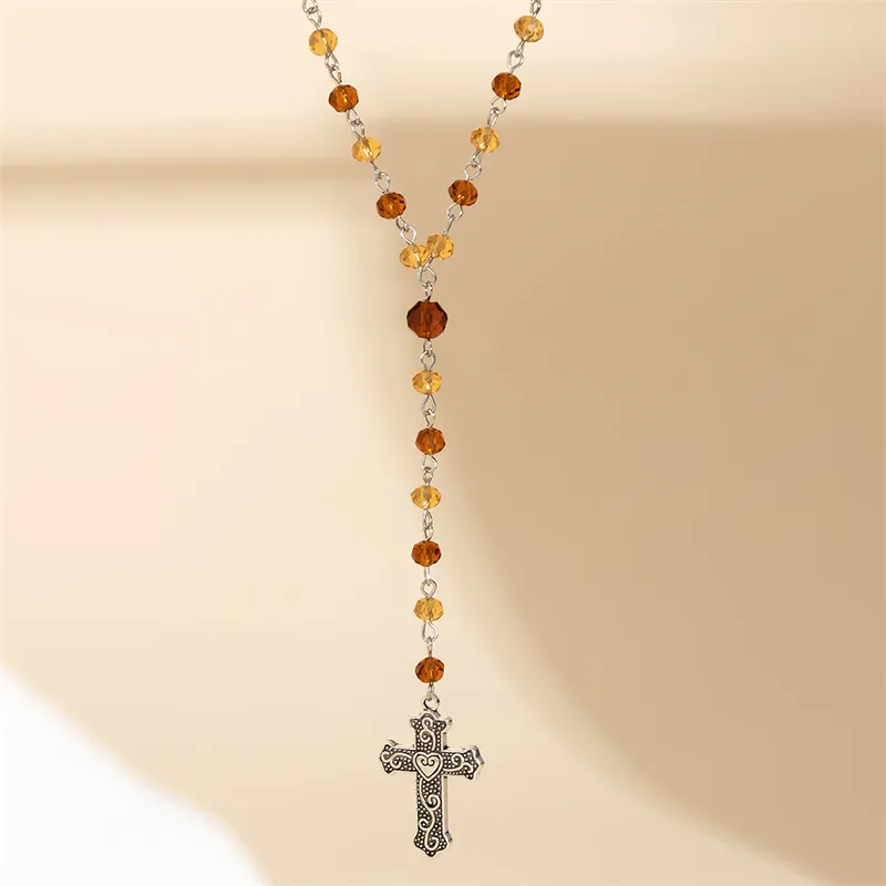Elegant Vintage Style Cross Alloy Women's Pendant Necklace display picture 7