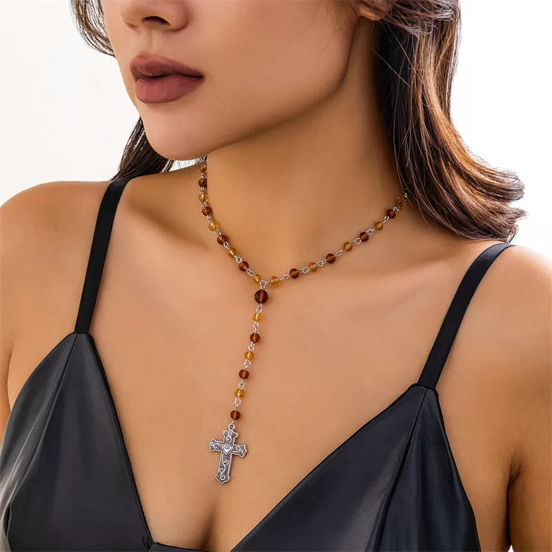 Elegant Vintage Style Cross Alloy Women's Pendant Necklace display picture 8