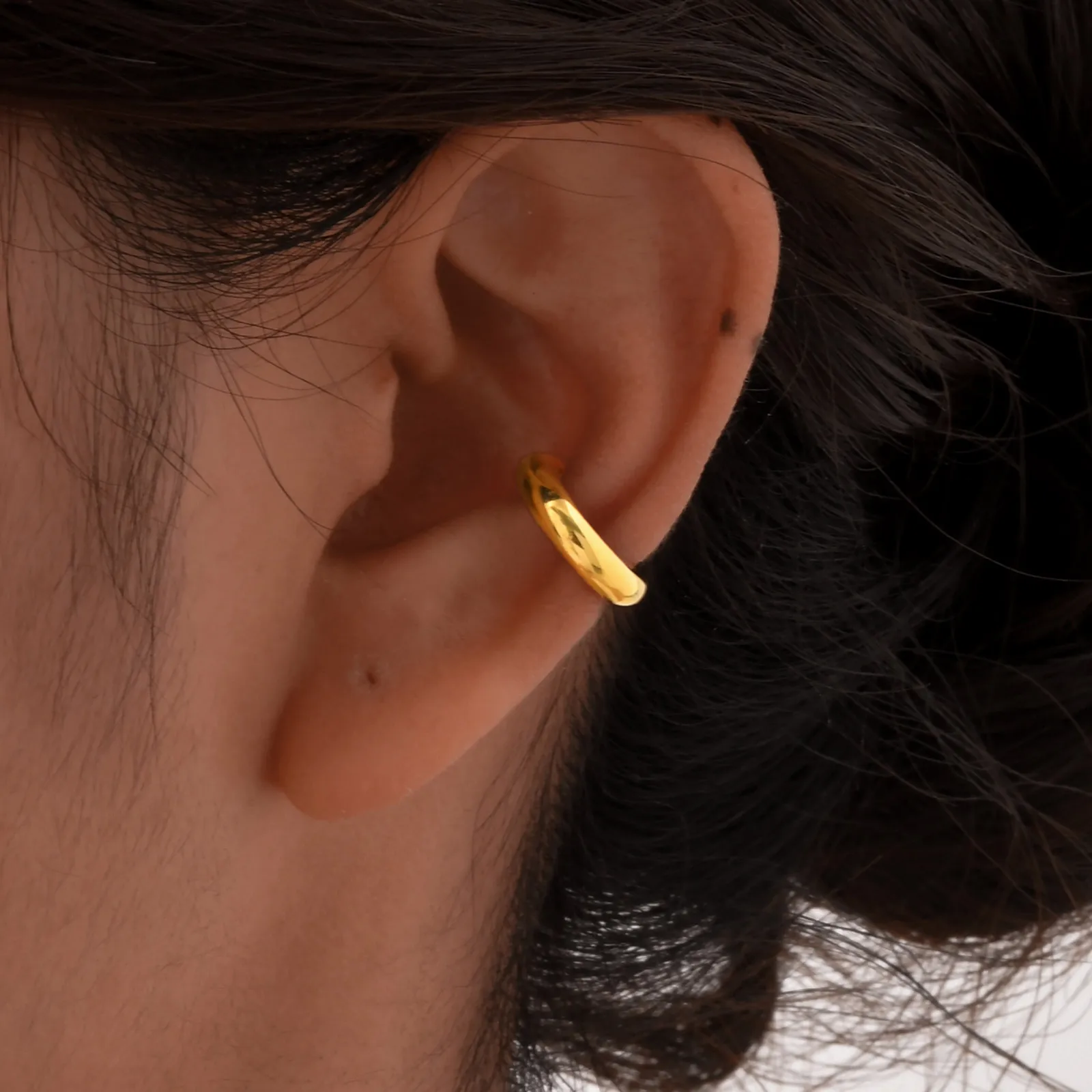 1 Piece Hip-Hop Semicircle Plating 201 Stainless Steel 18K Gold Plated Cartilage Earrings display picture 2