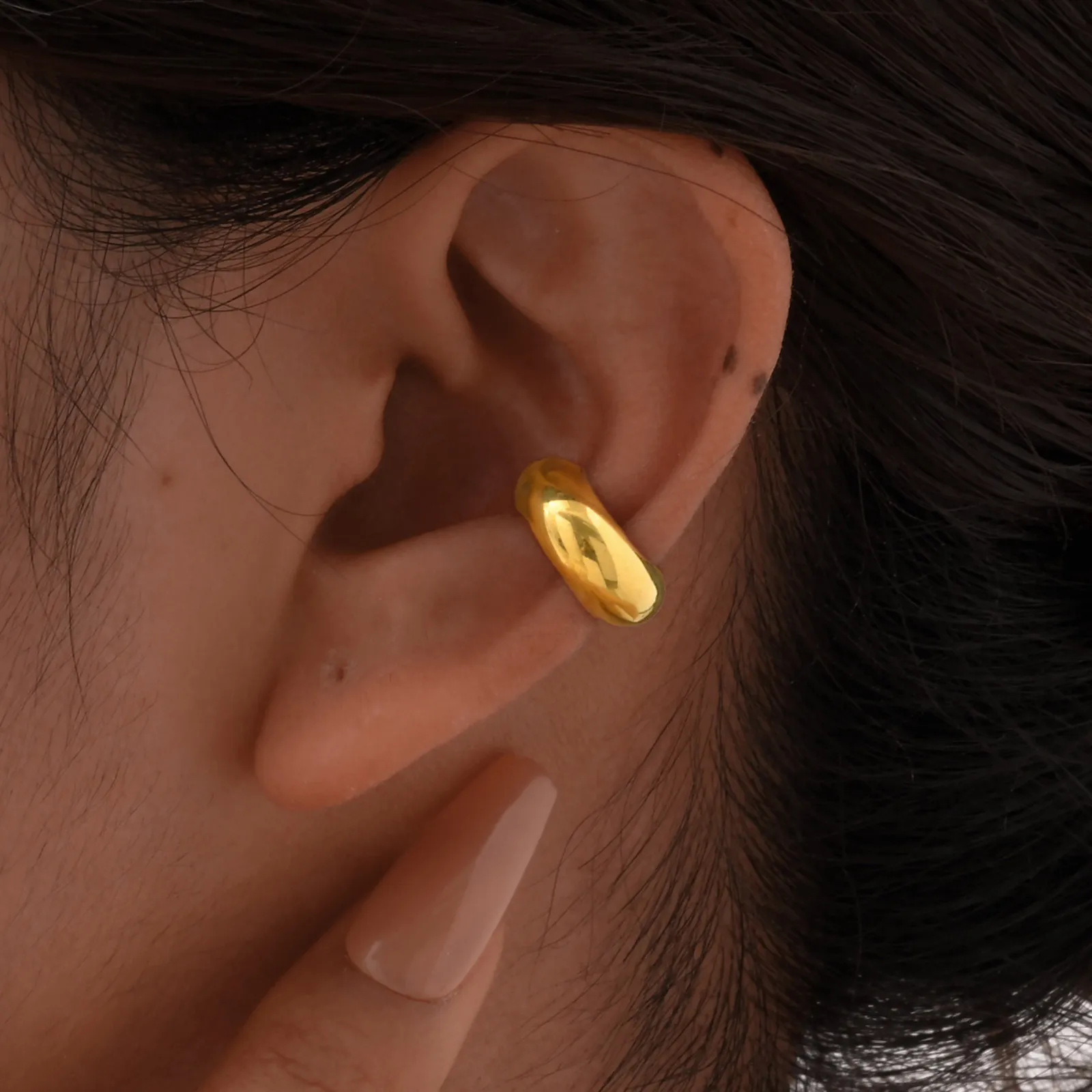 1 Piece Hip-Hop Semicircle Plating 201 Stainless Steel 18K Gold Plated Cartilage Earrings display picture 5