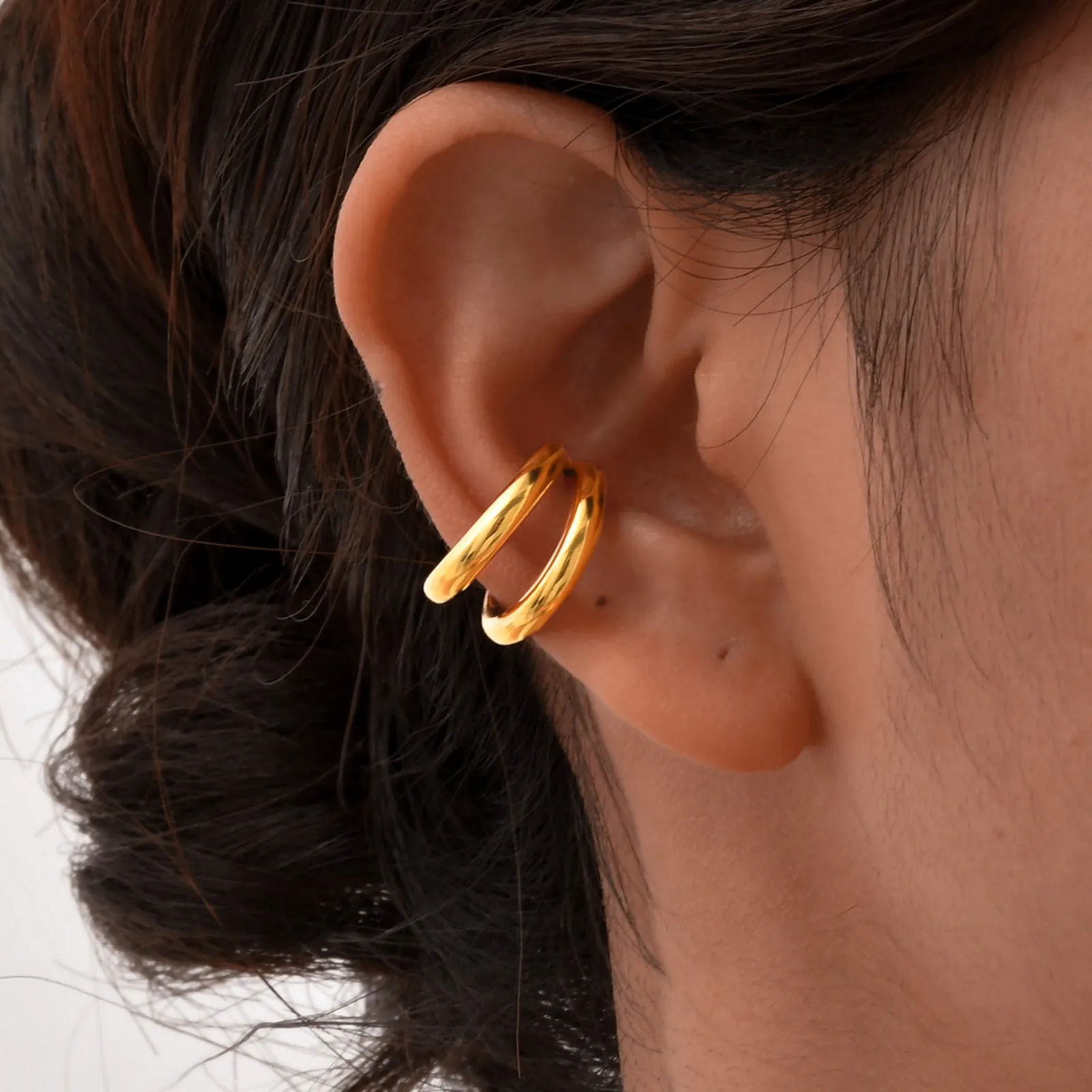 1 Piece Hip-Hop Semicircle Plating 201 Stainless Steel 18K Gold Plated Cartilage Earrings display picture 6