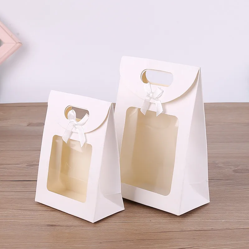 White Black Window Opening Flip Cover Butterfly Knot Adhesive Seal Gift Bag Kraft Paper Packaging Sealing Paper Transparent Bag display picture 2