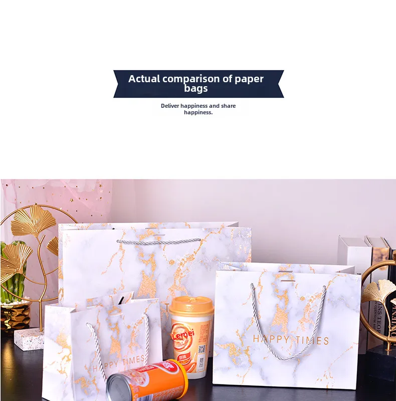 Cross-border Gift Bag Exquisite Gift Bag Spot Paper Bag Packaging Bag White Cardboard Handbag Candy Bag Double Ribbon display picture 3