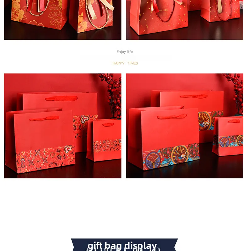 Cross-border Gift Bag Exquisite Gift Bag Spot Paper Bag Packaging Bag White Cardboard Handbag Candy Bag Double Ribbon display picture 7