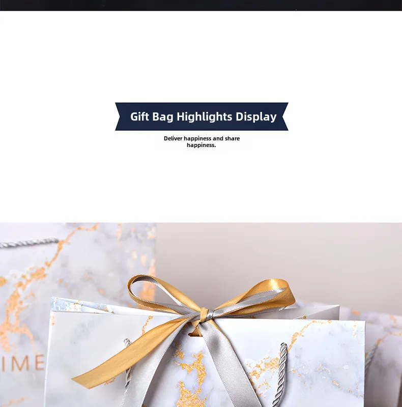 Cross-border Gift Bag Exquisite Gift Bag Spot Paper Bag Packaging Bag White Cardboard Handbag Candy Bag Double Ribbon display picture 12