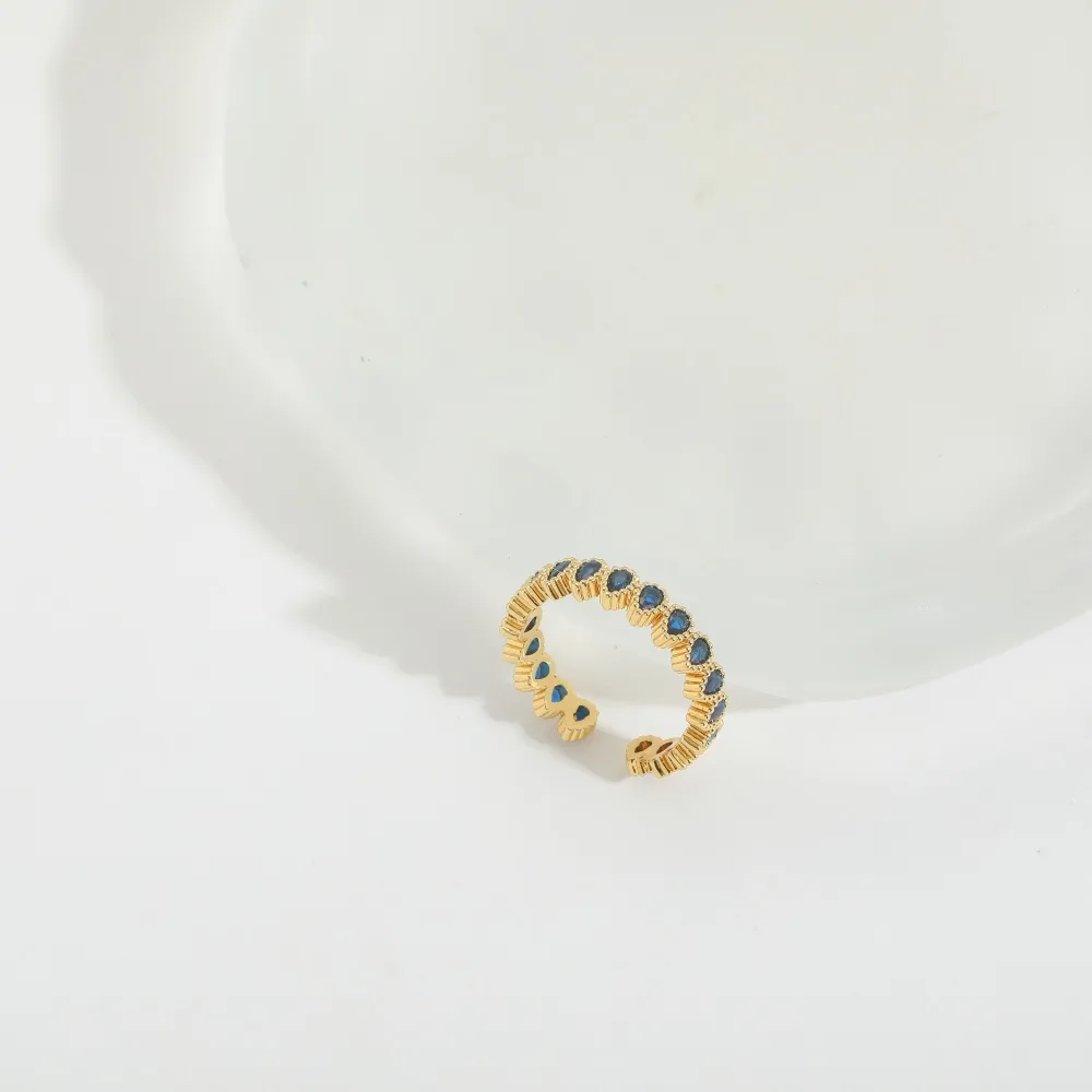 Casual Classic Style Water Droplets Copper Zircon 14K Gold Plated Women's Open Rings display picture 4