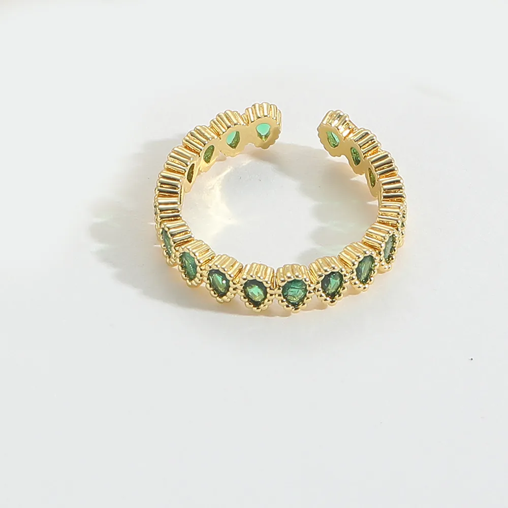 Casual Classic Style Water Droplets Copper Zircon 14K Gold Plated Women's Open Rings display picture 11