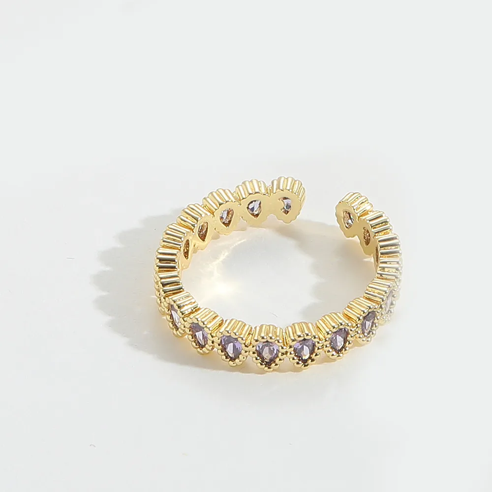 Casual Classic Style Water Droplets Copper Zircon 14K Gold Plated Women's Open Rings display picture 10