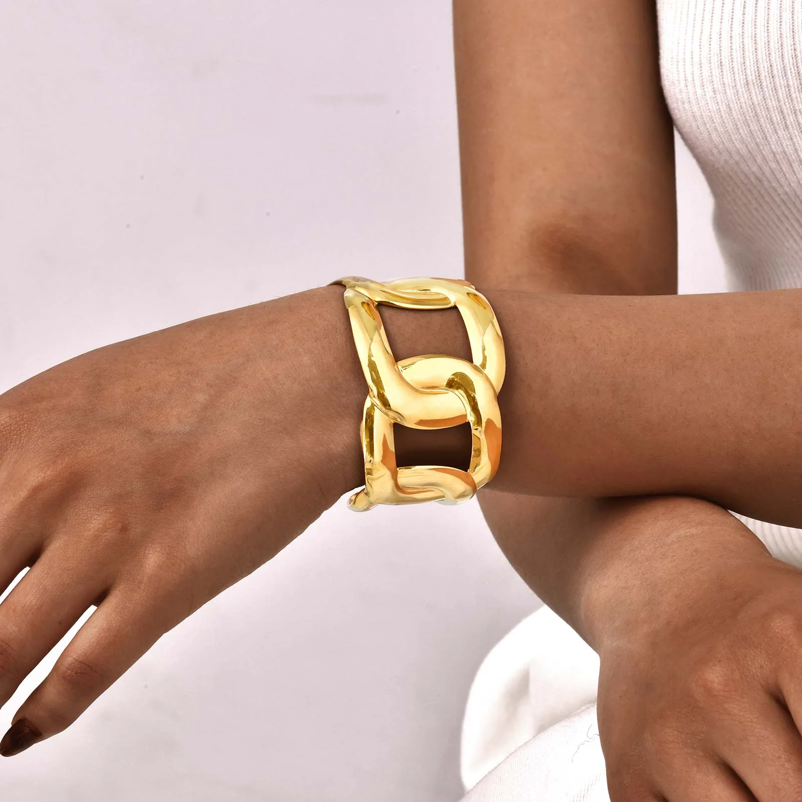Modern Style Classic Style Chrysanthemum 201 Stainless Steel 18K Gold Plated None Bangle In Bulk display picture 12