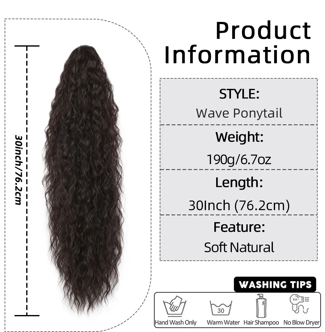Women's Elegant Retro Sexy Masquerade Christmas Cosplay Chemical Fiber High Temperature Wire Curls Long Curly Hair Ponytail Wig Clips display picture 2