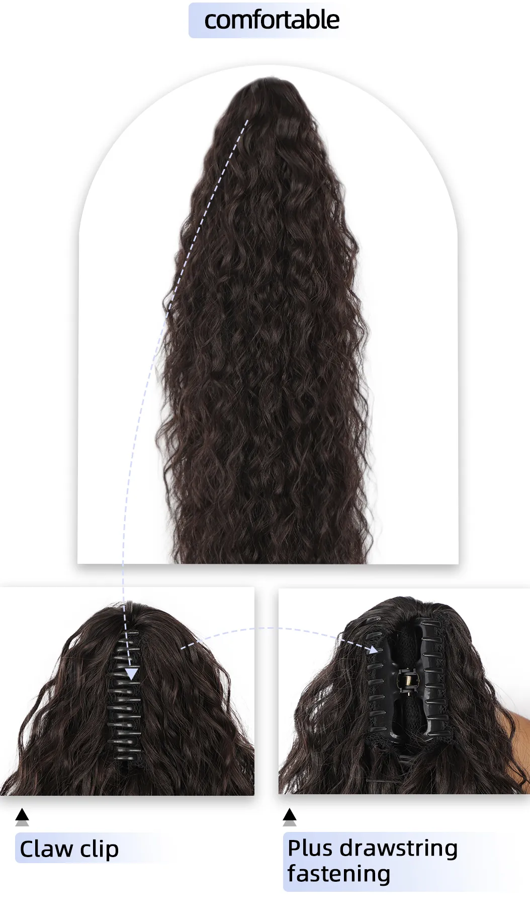 Women's Elegant Retro Sexy Masquerade Christmas Cosplay Chemical Fiber High Temperature Wire Curls Long Curly Hair Ponytail Wig Clips display picture 4