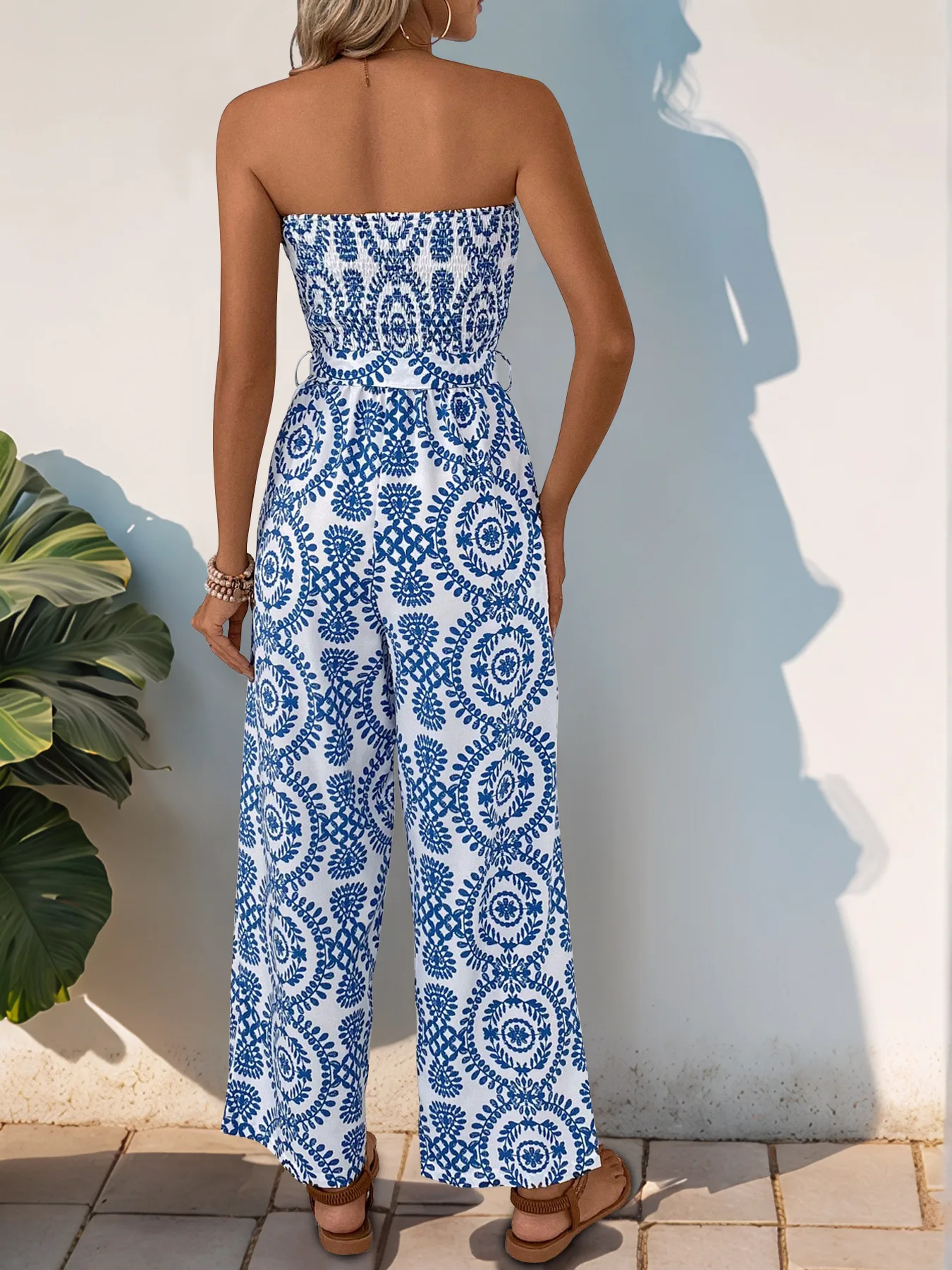 Women's Holiday Banquet Selfie Casual Simple Style Streetwear Ditsy Floral Full Length Jumpsuits display picture 5
