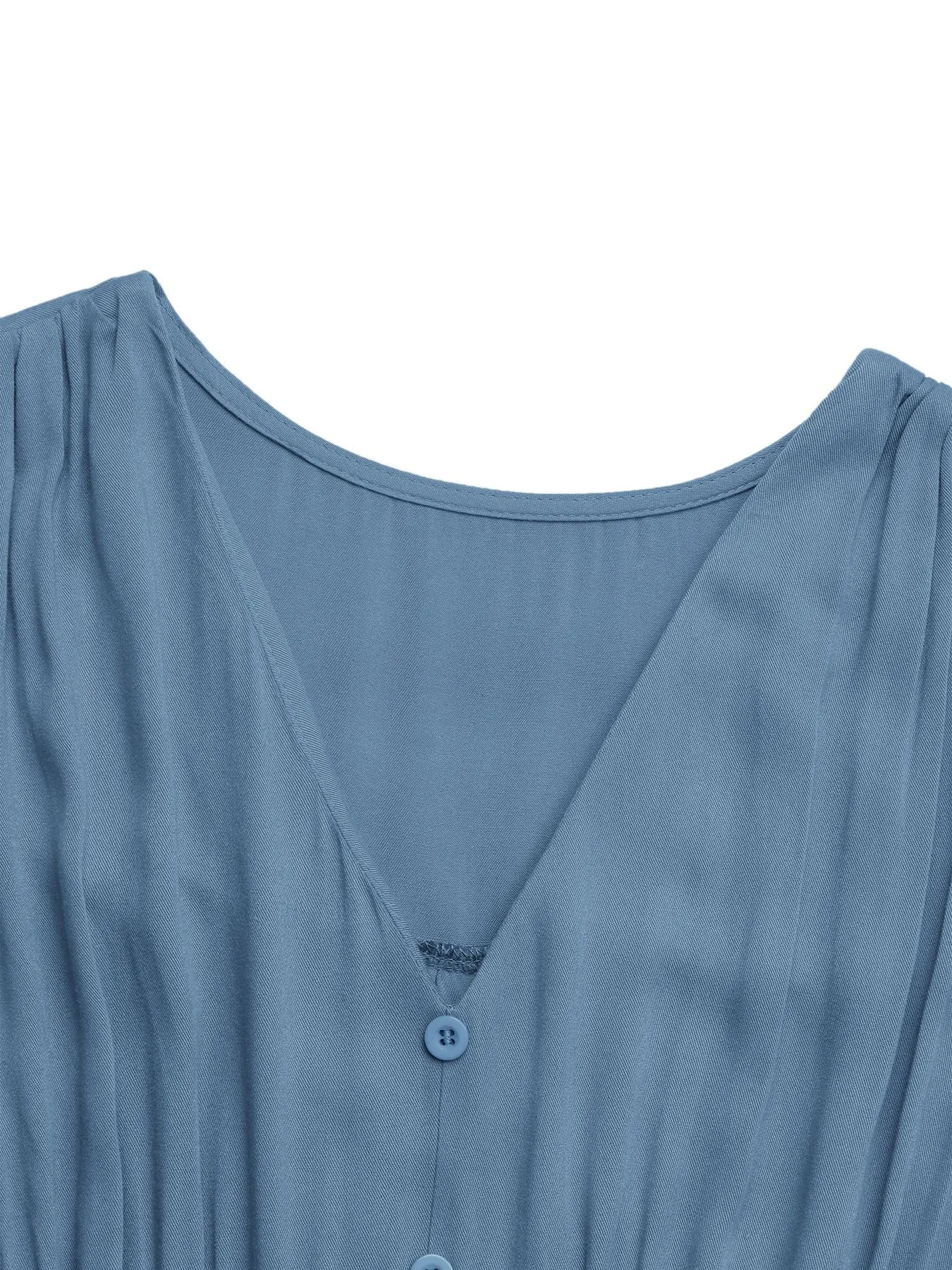 Women's Swing Dress Casual Elegant Streetwear V Neck Button Sleeveless Solid Color Midi Dress Holiday Daily Selfie display picture 8