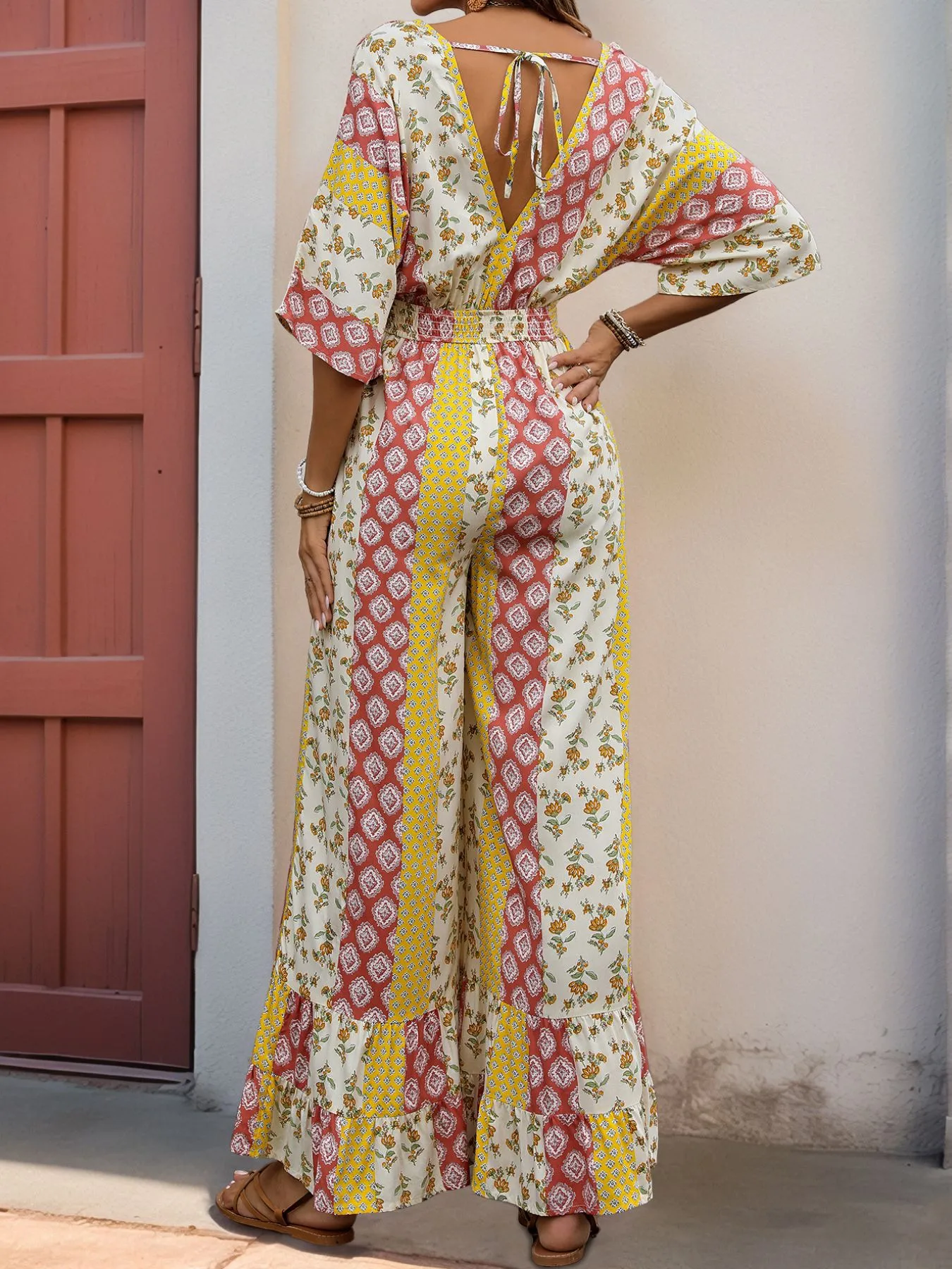 Women's Casual Holiday Bohemian Color Block Full Length Jumpsuits display picture 4