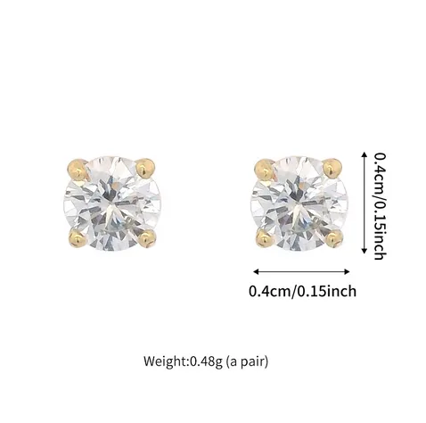 1 Pair Basic Simple Style Round Plating Copper Zirconia 18K Gold Plated Ear Studs display picture 1