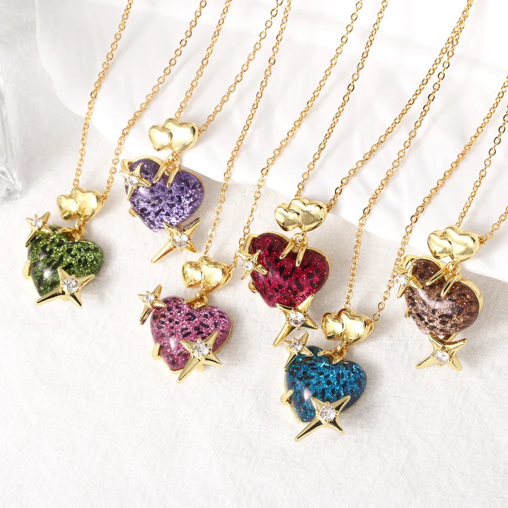 Modern Style Simple Style Star Heart Shape 201 Stainless Steel Copper 18K Gold Plated Women's Pendant Necklace display picture 2