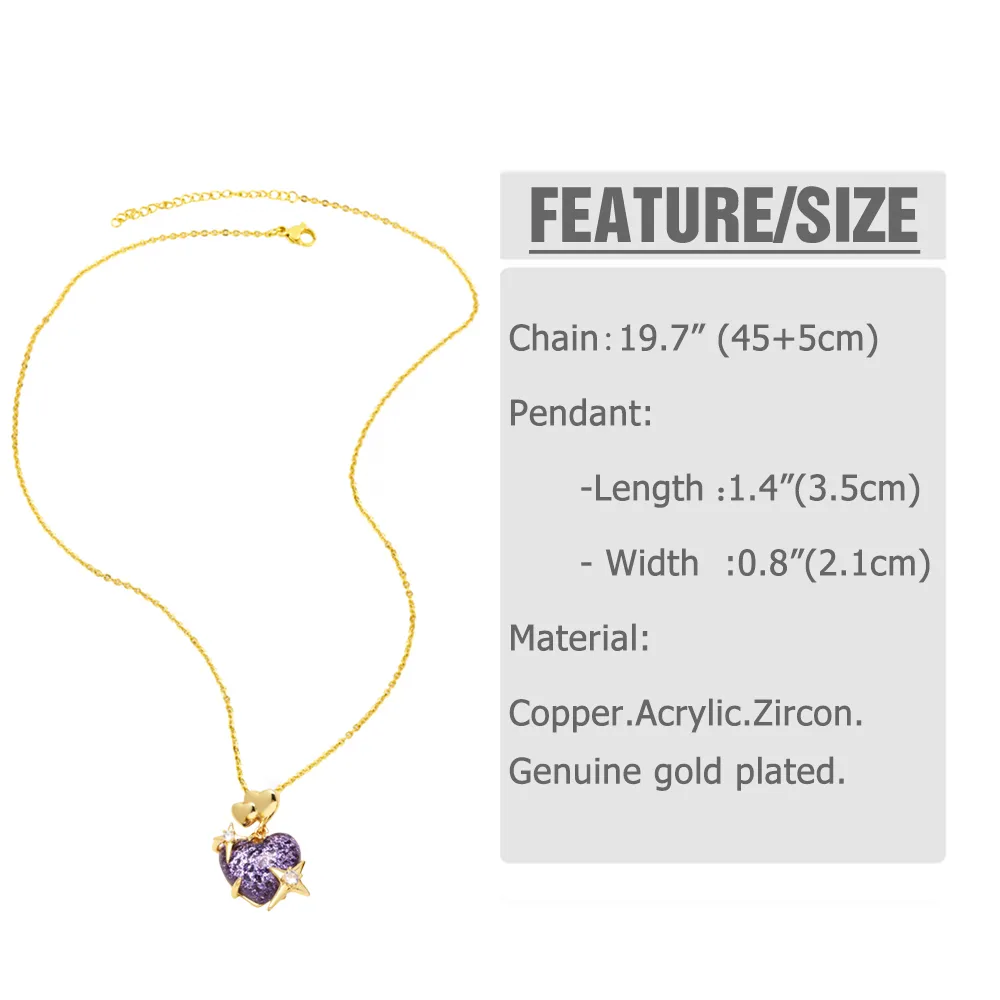 Modern Style Simple Style Star Heart Shape 201 Stainless Steel Copper 18K Gold Plated Women's Pendant Necklace display picture 1