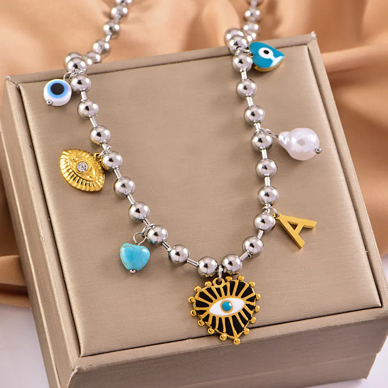 Vintage Style Classic Style Heart Shape Bow Knot 304 Stainless Steel Mixed Metal Plating Women's Multi Charms Necklace display picture 14