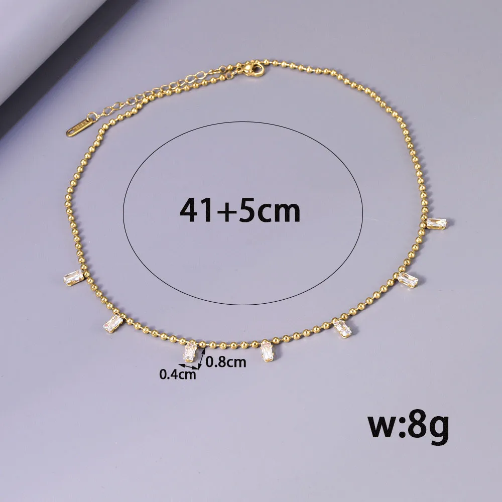 Simple Style Solid Color 304 Stainless Steel Rhinestones 18K Gold Plated Women's Multi Charms Necklace display picture 1