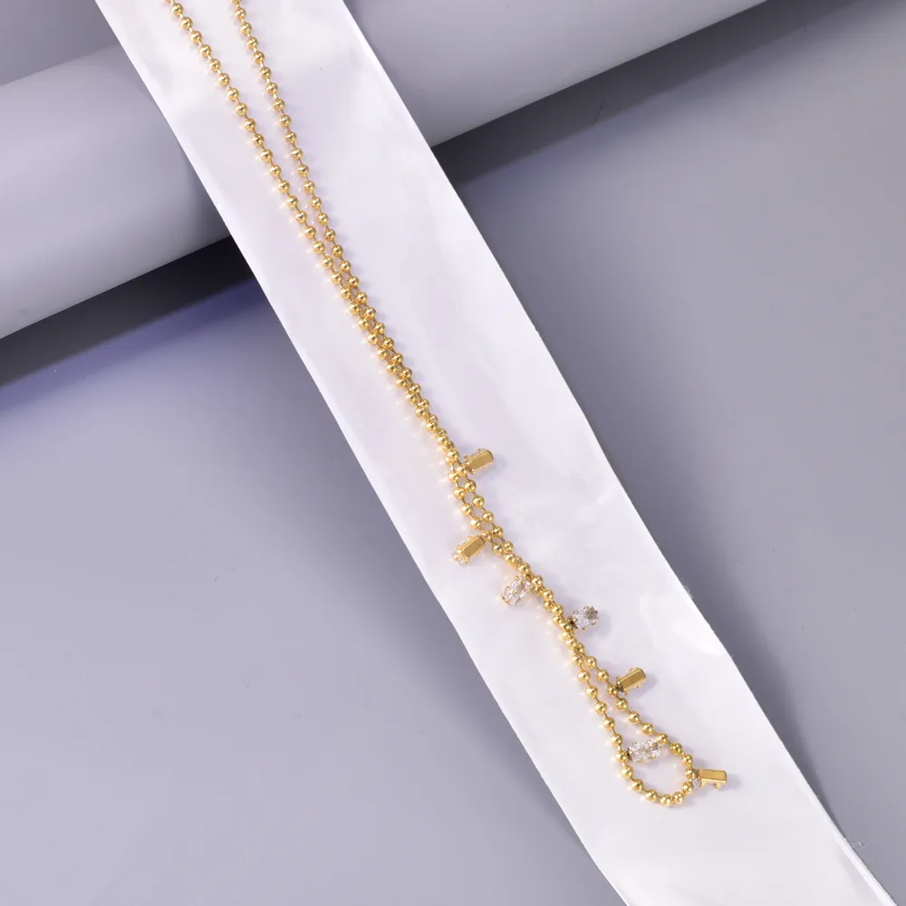 Simple Style Solid Color 304 Stainless Steel Rhinestones 18K Gold Plated Women's Multi Charms Necklace display picture 4