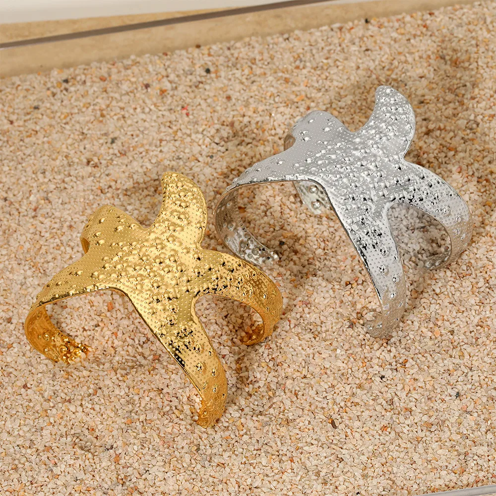 Marine Style Modern Style Starfish 304 Stainless Steel Plating Women's Cuff Bracelets display picture 1