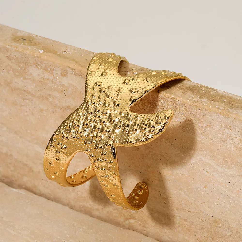 Marine Style Modern Style Starfish 304 Stainless Steel Plating Women's Cuff Bracelets display picture 2