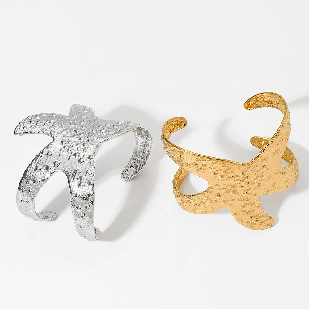 Marine Style Modern Style Starfish 304 Stainless Steel Plating Women's Cuff Bracelets display picture 3