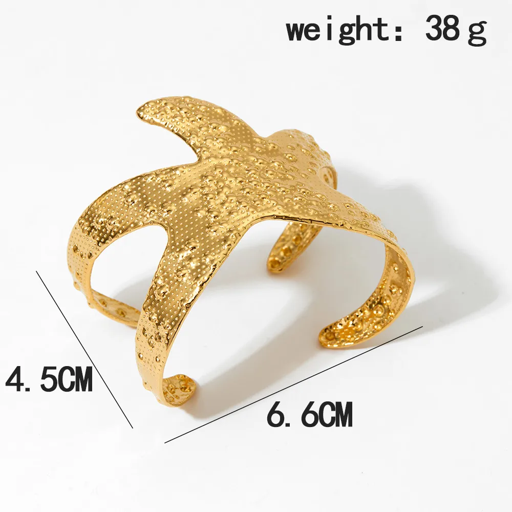 Marine Style Modern Style Starfish 304 Stainless Steel Plating Women's Cuff Bracelets display picture 4