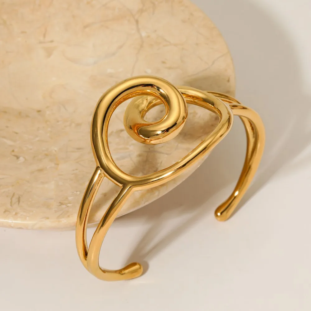 Simple Style Spiral 304 Stainless Steel Titanium Steel Women's Cuff Bracelets display picture 3