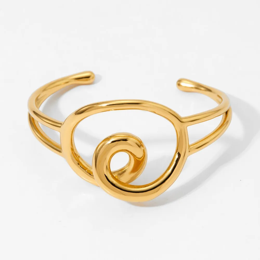 Simple Style Spiral 304 Stainless Steel Titanium Steel Women's Cuff Bracelets display picture 2