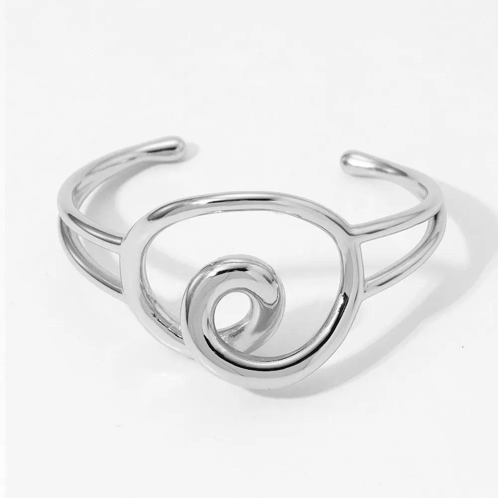 Simple Style Spiral 304 Stainless Steel Titanium Steel Women's Cuff Bracelets display picture 5