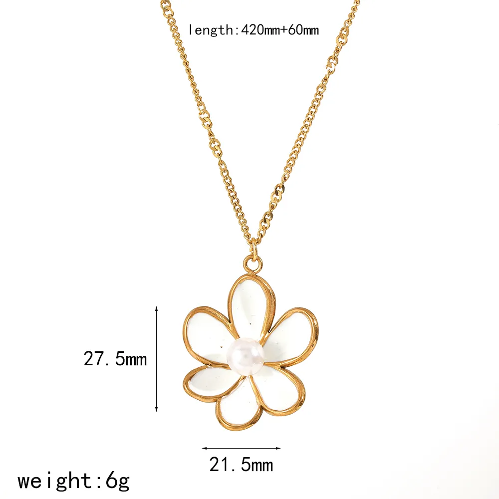French Style Modern Style Flower 304 Stainless Steel Polishing Epoxy Plating Women's Earrings Necklace display picture 5