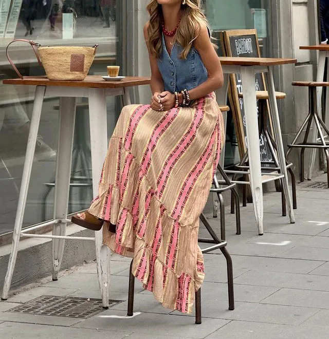 Women's Skirt Simple Style Streetwear Multicolor Maxi Long Dress Holiday Selfie display picture 1