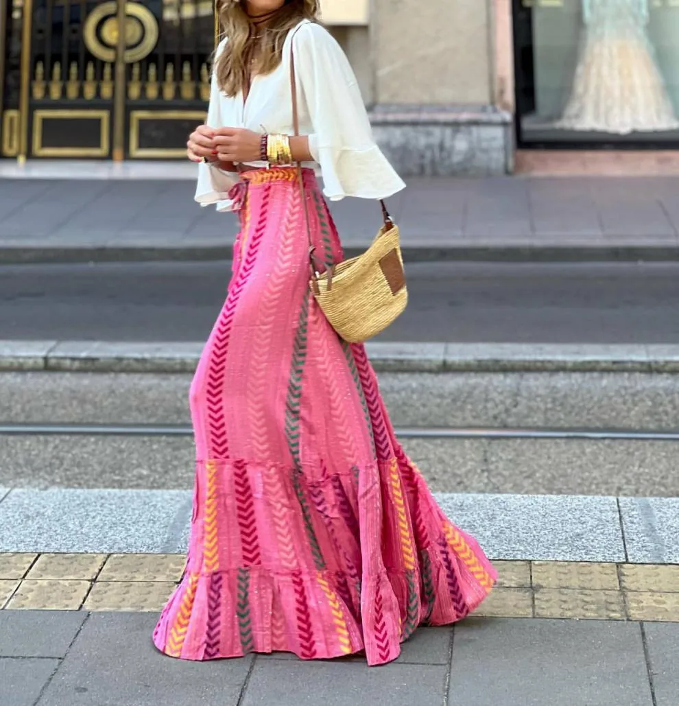 Women's Skirt Casual Simple Style Streetwear Multicolor Midi Dress Holiday Selfie display picture 3