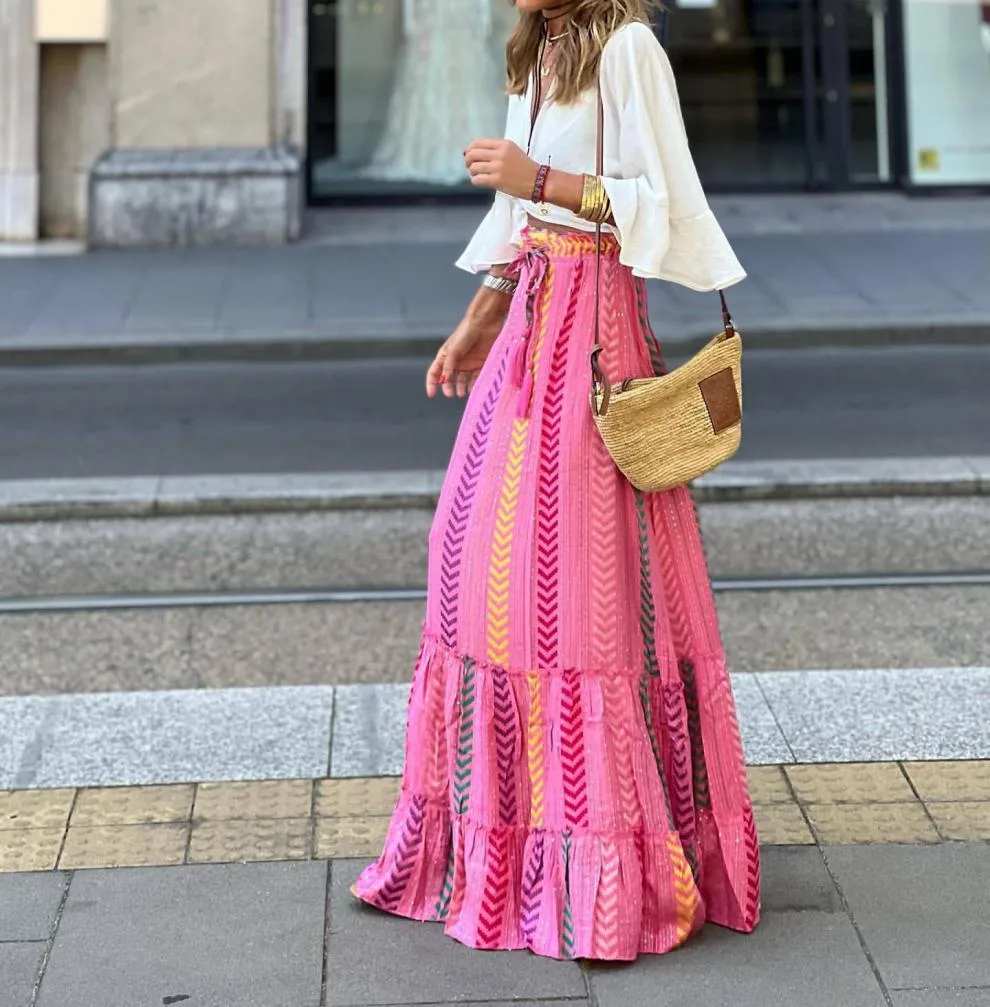 Women's Skirt Casual Simple Style Streetwear Multicolor Midi Dress Holiday Selfie display picture 4